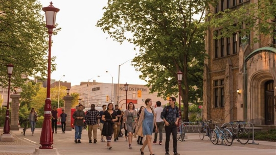 Students walking on campus